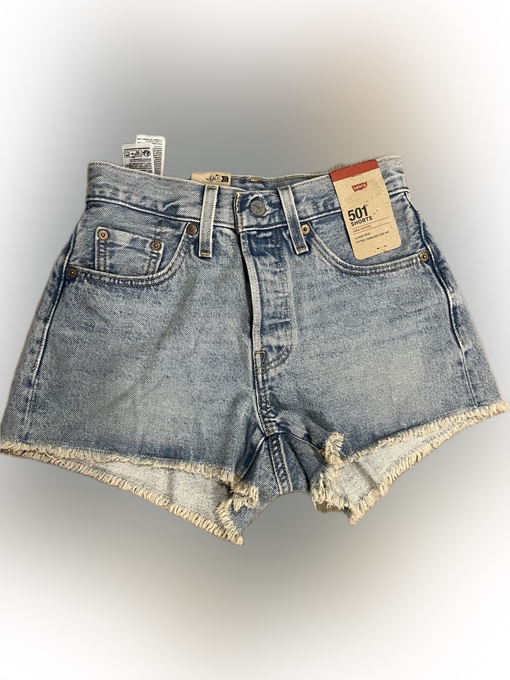 Levi's 501 Original High Rise Denim Shorts Size 24 NWT Light Wash Cutoff